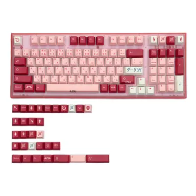 (Pink) Keys Pink/Blue Keycap Set Cherry Profile PBT Sublimation Japanese Custom Keycaps for Mech