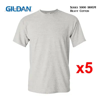 (M) Packs Gildan T-SHIRT Blank Plain Basic Tee Men Heavy Cotton (Ash Grey)