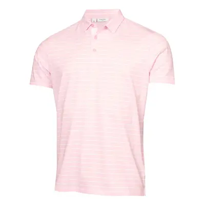 (L, Pink/White) Calvin Klein Mens Silverstone Moisture Wicking Quick Dry Golf Polo Shirt