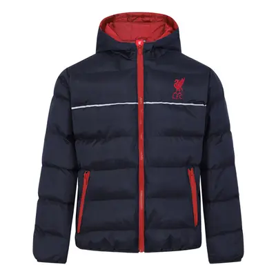 (Navy Blue, Years) Liverpool FC Official Football Gift Boys Quilted Hooded Winter Jacket