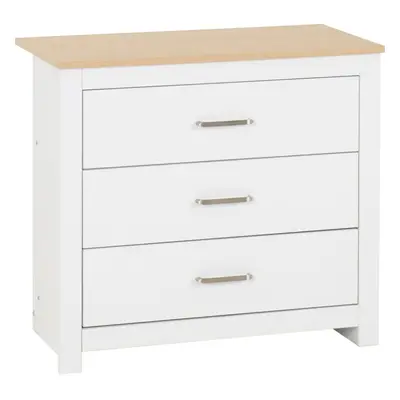 Portland Drawer Chest in White with Oak Effect Finish