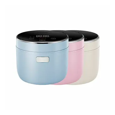 (White) Mini Smart Rice Cooker Colorful Series 400W 1.6L Capacity Touch Control Layer Thick Line