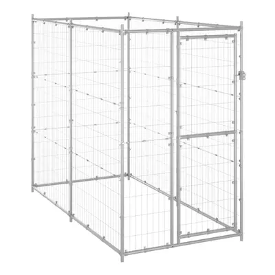 vidaXL Outdoor Dog Kennel Galvanised Steel Garden Patio Dog Supply House Cage