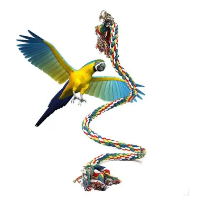 Pet Parrot Chew Rope Budgie Bell Bird Perch Coil Swing Cockatiel Cage Toys