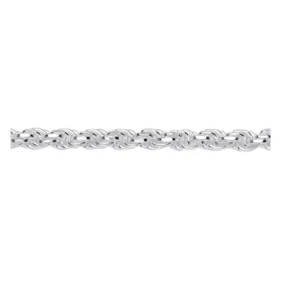 Jewelco London Ladies Rhodium Plated Sterling Silver Diamond-cut Solid Rope Chain Bracelet 5mm 7