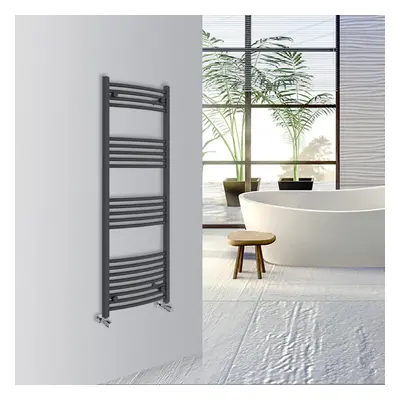 (Anthracite, 1400x500mm) Warmehaus Curved Bathroom Heated Towel Rail Warmer Radiator Central Hea