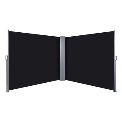 Outsunny 6mx1.8m Double Retractable Side Awning Steel Frame Outdoor Shade Black