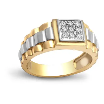 (O) Jewelco London Men's Solid 9ct Yellow Gold Pave Set Round H I1 0.15ct Diamond Stone Cluster 