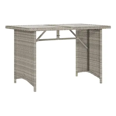 vidaXL Garden Table with Glass Top Outdoor Dining Table Light Grey Poly Rattan