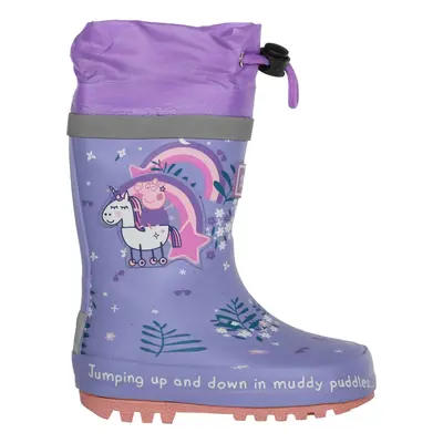 (12 UK Child, Lilac Bloom) Regatta Childrens/Kids Splash Peppa Pig Unicorn Wellington Boots