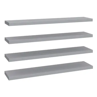 vidaXL 4x Floating Wall Shelves Grey 120x23.5x3.8 cm MDF Display Hanging Rack