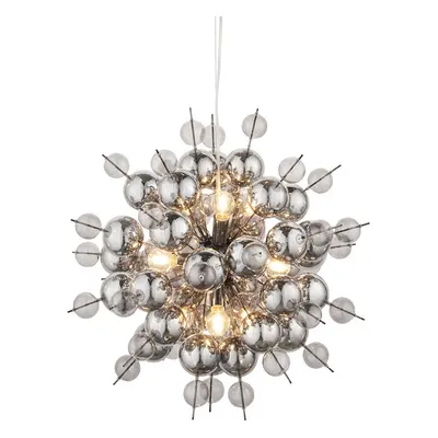 Black Chrome Ceiling Pendant with Tinted Glass Spheres Decorative Light Fitting