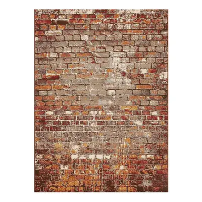 (Brick - Orange, 160x235 cm) 3D Wood Pebbles Brick Bark Pattern Brown Grey Modern Outdoor Indoor