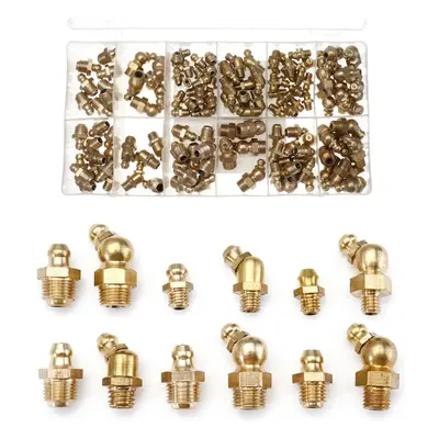 130pcs Assorted Box Grease Nipples Fitting Tools Kit Metric and Imperial BSP UNF M6 M8 M10 45/90