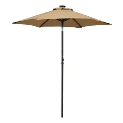 vidaXL Garden Parasol with LED Lights Canopy Outdoor Umbrella Taupe Aluminium