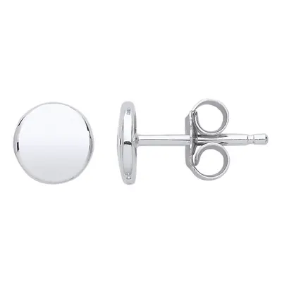 Jewelco London Ladies Sterling Silver Plain Button Stud Earrings - GVE788