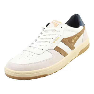 (8) Gola Hawk Mens Casual Trainers in White Tabacco Navy