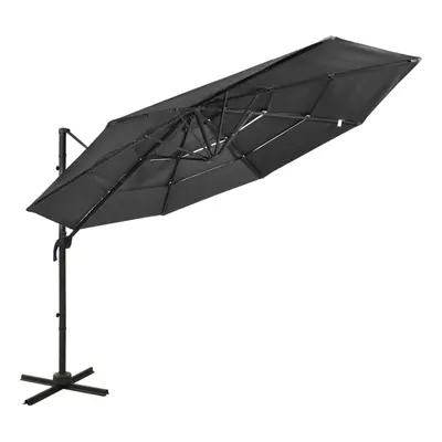 vidaXL 4-Tier Parasol with Aluminium Pole Anthracite 3x3 m Outdoor Umbrella