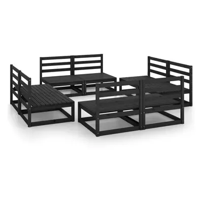 vidaXL Solid Pinewood Garden Lounge Set Piece Black Wooden Furniture Sofa