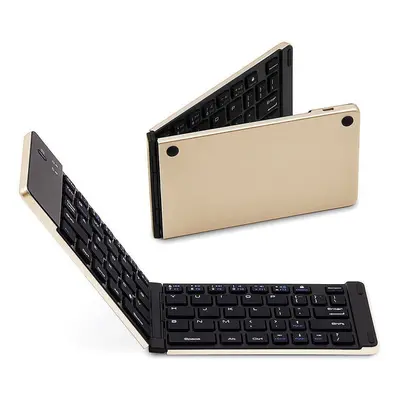 (Gold) Wireless BT Keyboard Foldable Portable Ultra Slim