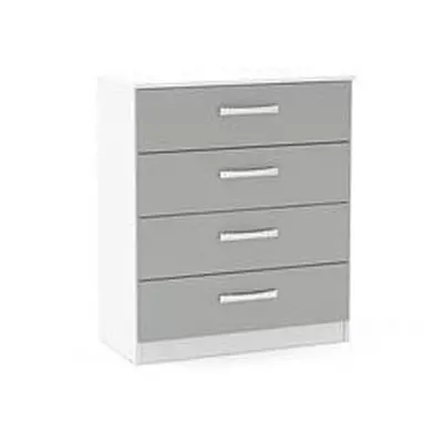 Birlea Lynx Drawer Chest High Gloss, White and Grey