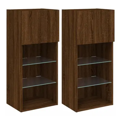 (brown oak, 40.5 x x cm/ pcs) vidaXL TV Cabinets with LED Lights TV Stand TV Units Entertainment