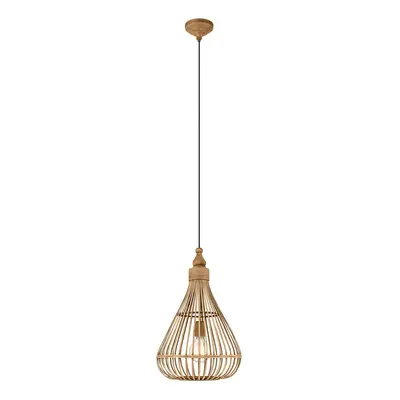 Hanging Ceiling Pendant Light Pear Wicker Shade x 60W E27 Hallway Feature