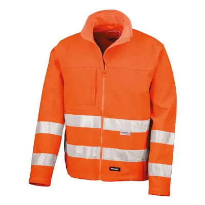 (L, Fluorescent Orange) SAFE-GUARD by Result Unisex Adult Hi-Vis Soft Shell Jacket