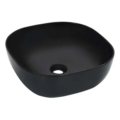 vidaXL Wash Basin 42.5x42.5x14.5cm Ceramic Black Bathroom Washroom Bowl Sink