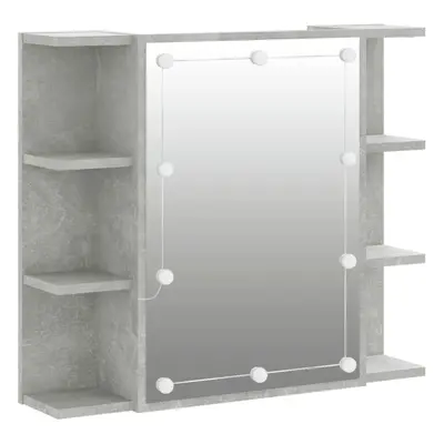 (Concrete grey) vidaXL Mirror Cabinet with LED Washroom Storage Cabinet Bathroom Vanity Unit