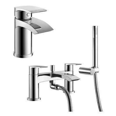 Libra Waterfall Basin Mono Tap & Bath Shower Mixer Tap Chrome