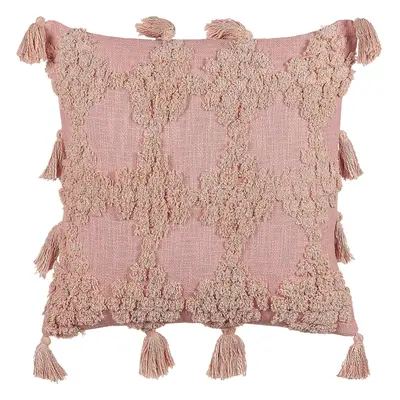 Tufted Cotton Cushion with Tassels x cm Pink TORENIA