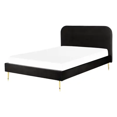 Slatted Bed FLAYAT x cm (EU Double) Velvet Black