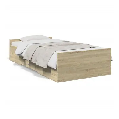 (sonoma oak, x cm) vidaXL Bed Frame with Drawers Bed Base Sonoma Oak 120x200 cm Engineered Wood