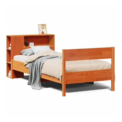 vidaXL Bookcase Bed without Mattress Wax Brown Small Single Solid Wood Pine