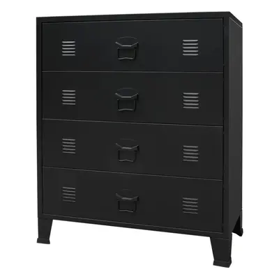 vidaXL Chest of Drawers Metal Industrial Style 78x40x93cm Black Cabinet Unit