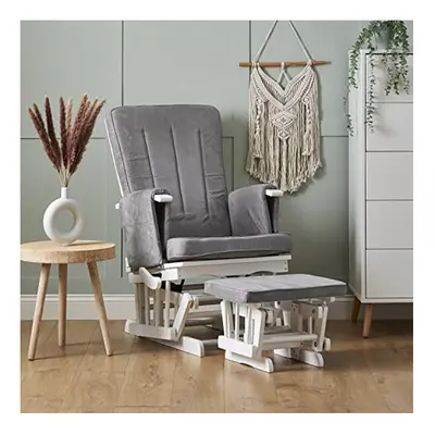 Obaby Position Deluxe Reclining Glider Nursing Chair Stool, White