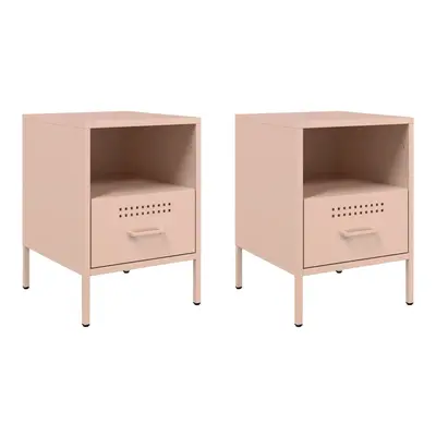 vidaXL Bedside Cabinets Bed Cabinet Nightstand pcs Pink Cold-rolled Steel