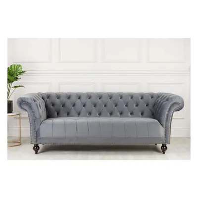 Chesterfield Sofa Seater Birlea Chester Grey Velvet Studded Settee