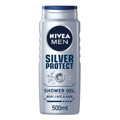 NIVEA MEN Shower Gel, Silver Protect, ml, Pack of