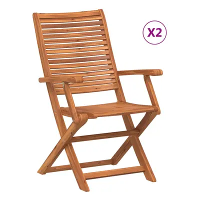 (With armrest, pcs) vidaXL Folding Garden Chairs pcs Outdoor Dining Chair Solid Wood Acacia