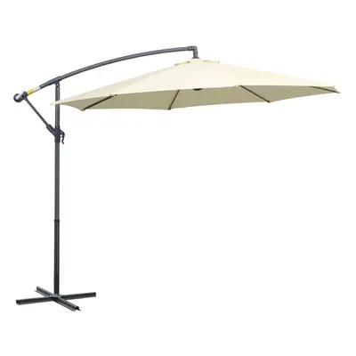 Outsunny 3(m) Cantilever Parasol Banana Umbrella w/ Crank & Tilt, Beige