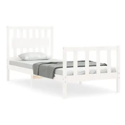 (white, x cm) vidaXL Bed Frame Bed Base Platform Bed with Headboard Grey Single Solid Wood