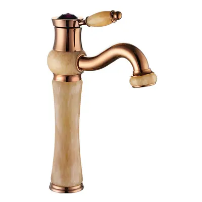 (Rose Gold, Tall Type) Antique Copper Bathroom Basin Faucet Tap Hot and Cold Water Single Hole D