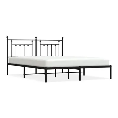 (black, x cm/with headboard) vidaXL Metal Bed Frame Bedroom Bed Base Bedstead Metal Matress Foun