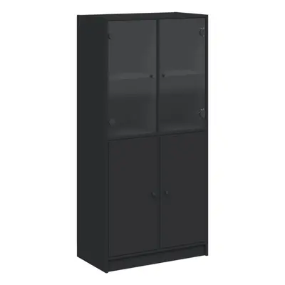 vidaXL Highboard with Doors Sideboard Storage Cupboard Black Engineered Wood