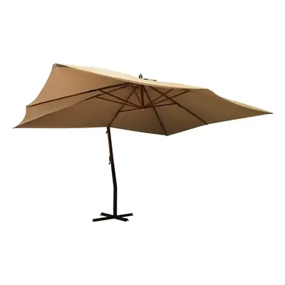 (taupe) vidaXL Cantilever Umbrella with Wooden Pole Parasol Sunshade Shelter Canopy