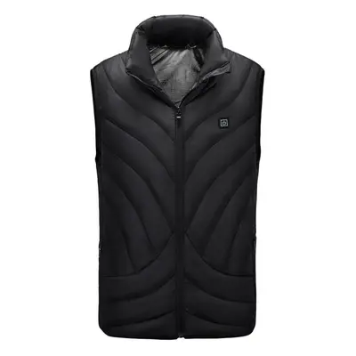 (Black, S) USB Heated Vest Men Winter Electrical Heated Sleeveless Jacket Outdoor Hiking