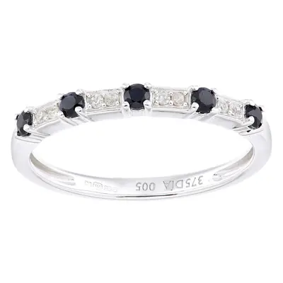 (O) Jewelco London 9ct White Gold Women Round Sapphire Eternity Ring