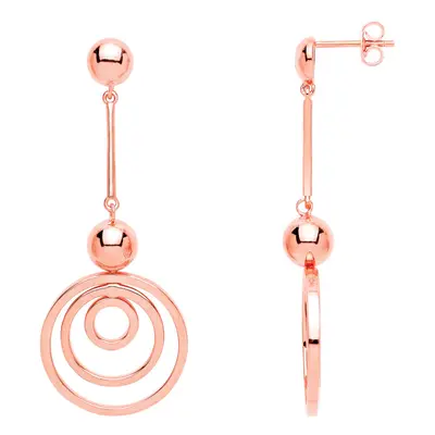 Jewelco London Ladies Rose Gold-Plated Sterling Silver Crop Circles Drop Earrings - GVE635